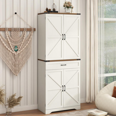 72" Tall Farmhouse Kitchen Pantry, Farmhouse Storage Cabinet With Adjustable Shelves by Ophelia & Co.