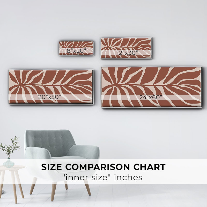 Terra Cotta Block Palms I- Framed Canvas, 12" H x 30" W
