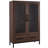 60'' Tall Display Cabinet With Tempered Glass Door, LED Lighting, Two Drawers, Modern Style Storage Cabinet For Living Room, Office & Study-1502541391