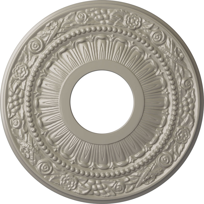 Médaillon de plafond H 12,125 po x l 12,125 po x P 0,875 po Nadia, Blanc perle