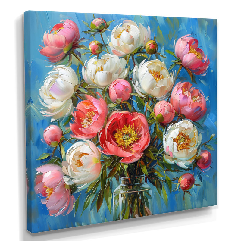 Stramoine - pivoines, impression d'art mural, H 16 po x l 16 po, Toile tendue