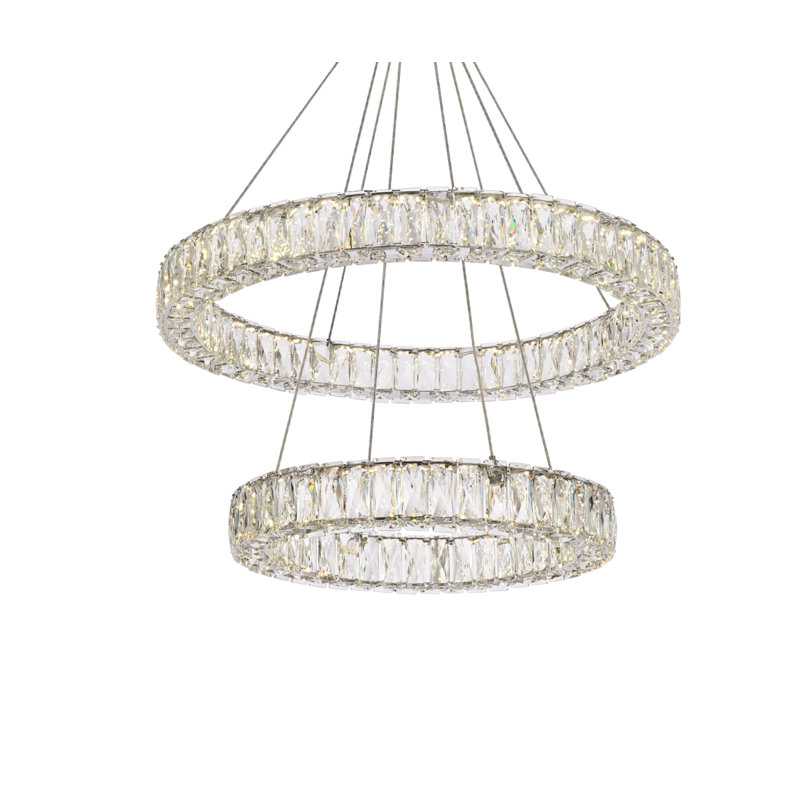 Lustre ovale en cristal 2 lumières Steveson, H 12 po x l 28 po x P 28 po, Chrome