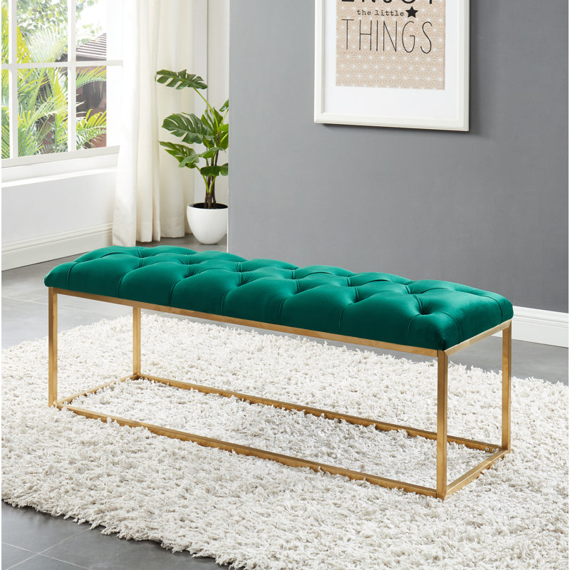 Venson Velvet Upholstered Bench, Green