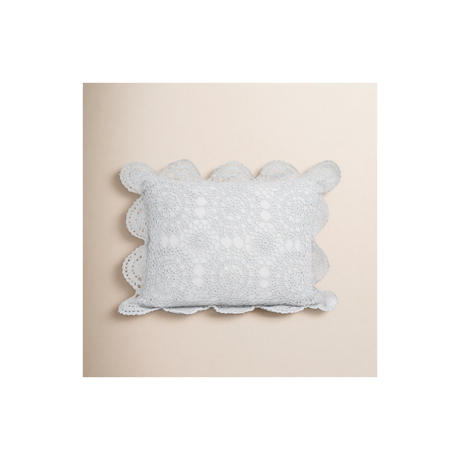 Handmade Cotton Crochet Pillow, White
