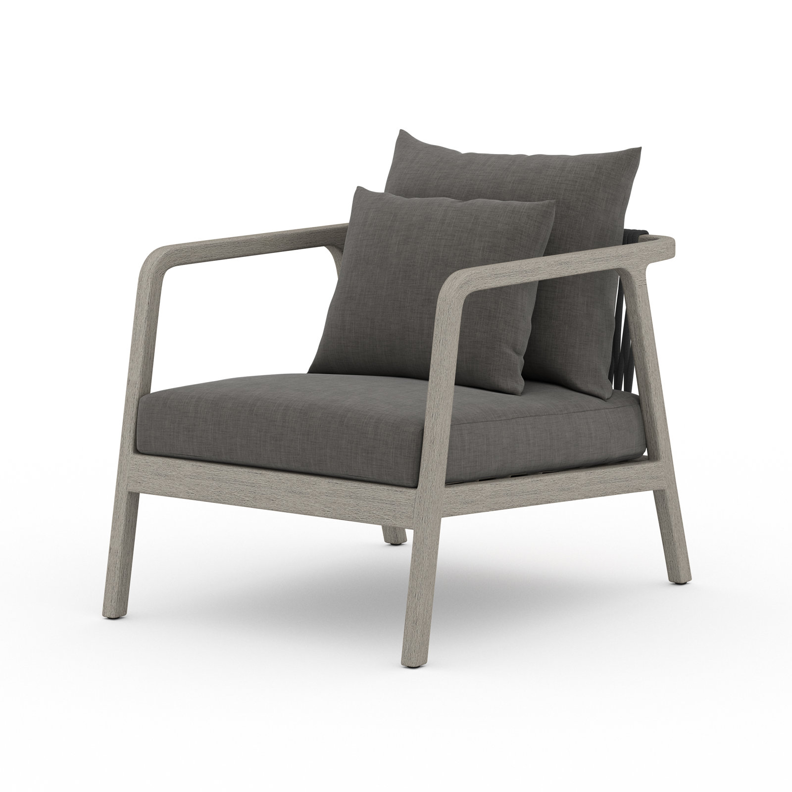 Layne Teak Outdoor Lounge Chair, Charcoal, Gray