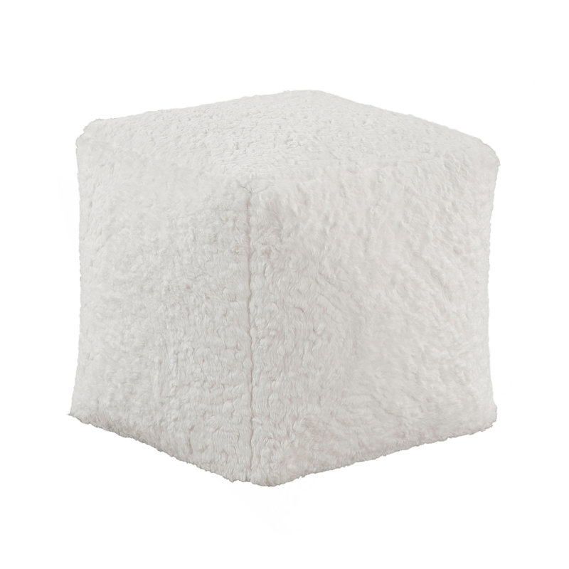Ari 16" Modern & Contemporary Luxurious Faux Fur Pouf with Modern Square Silhouette, Secure Non-Slip Bottom Base