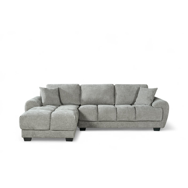 4 Seater Corner Sofa , Grey Chenille, Left Hand Facing