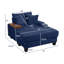 Fauteuil d'appoint en velours côtelé bleu avec repose-pieds, table pivotante à 180° dissimulée, haut-parleur Bluetooth, ports USB, porte-gobelet, rangement, idéal pour les petits espaces