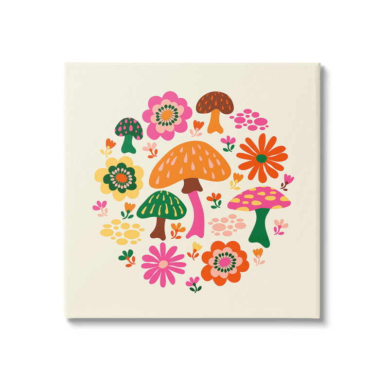 «Groovy Mushroom & Daisies» par Carrie Cantwell, H 17 po x l 17 po