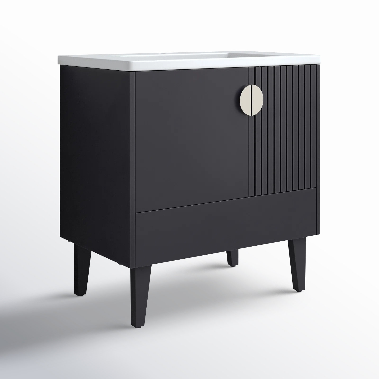 Saimah 30'' Single Bathroom Vanity, Black, Satin Nickel