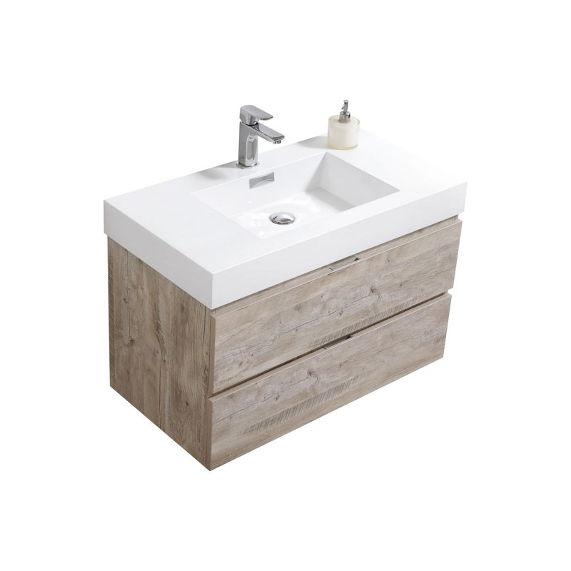 Royka 35.75'' Single Bathroom Vanity with Acrylic Top, Natural