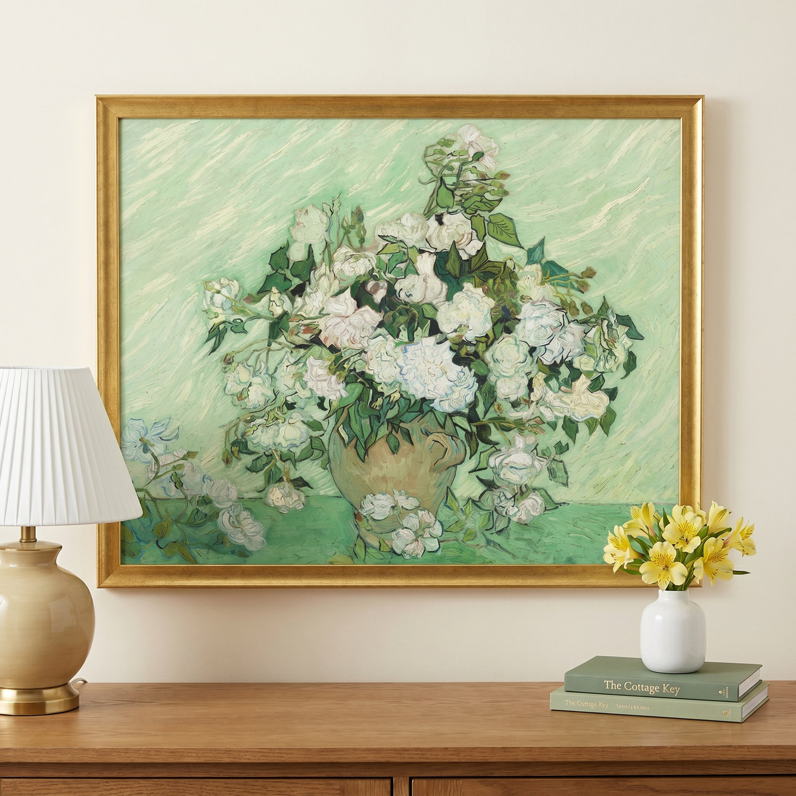 Van Gogh - Roses by Oliver Gal, 26" H x 32" W x 0.5" D, Gold