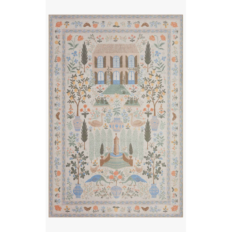 Tapis tissé multicolore lavable à motif floral, Tapis de couloir 2 pi 6 po x 9 pi 10 po inclus