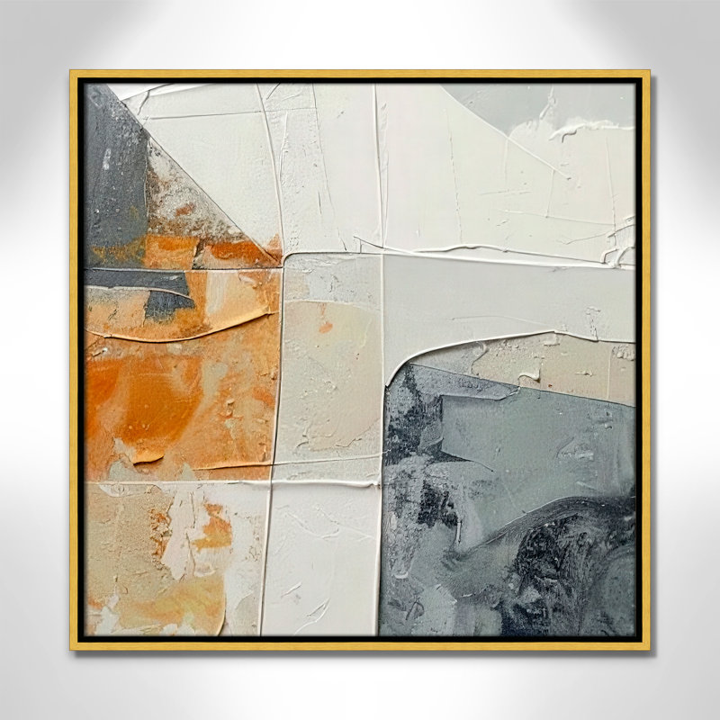 «Plastered II» par Alonza Saunders, Toile avec cadre, L 25,5 po x H 25,5 po, Flotteur doré