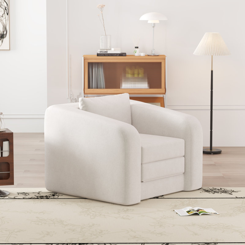 Canapé-lit pliant, canapé rembourré en chenille moderne - fauteuil d'appoint confortable, aucun assemblage requis