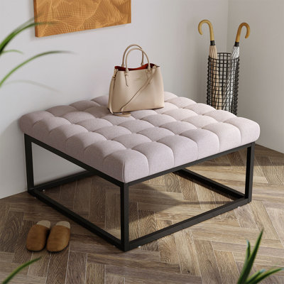 84cm Wide Square No Pattern Footstool Ottoman