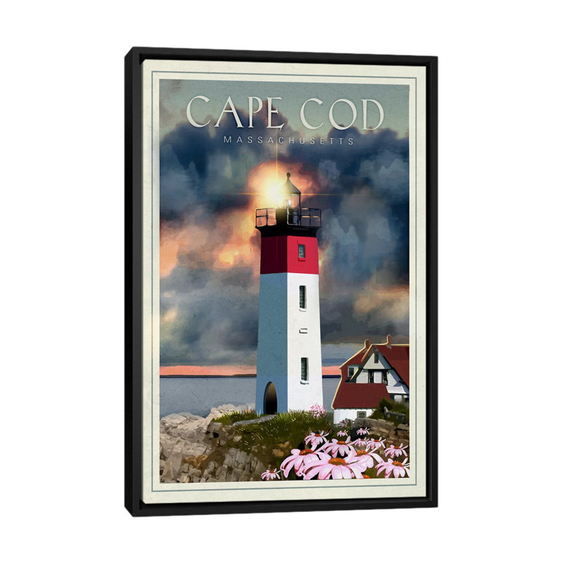 «Cape Cod», impression sur toile, H 26 po x l 18 po x P 1,5 po, Toile avec cadre noir, Pas de tapis