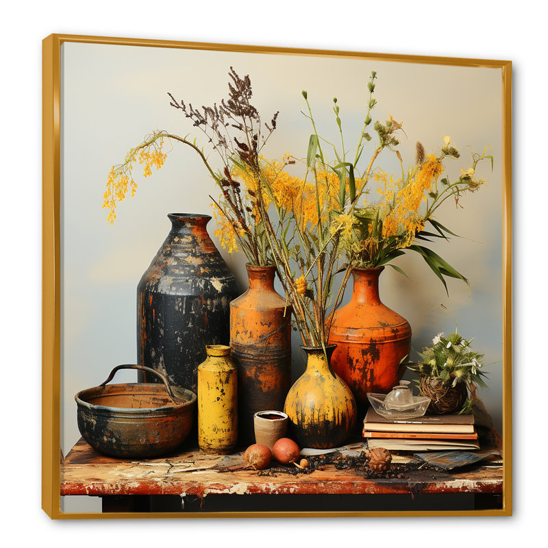 Art mural jaune Boho, H 16 po x l 16 po x P 1 po, Cadre flottant doré