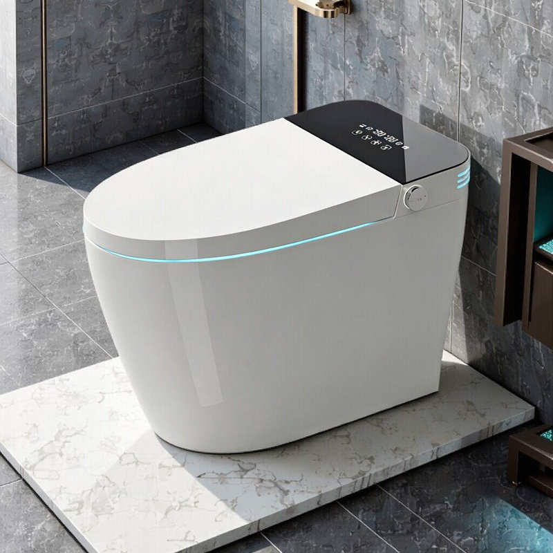 Toilette intelligente une pièce avec chasse d'eau, siège chauffant et télécommande Smart
