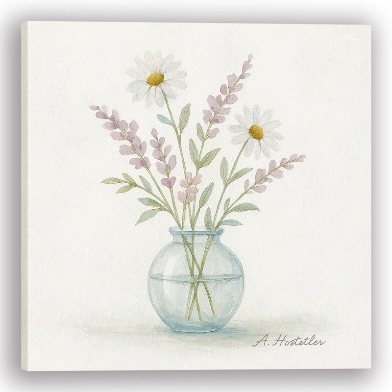 "Lavender Daisy Harmony" Wrapped Canvas Print