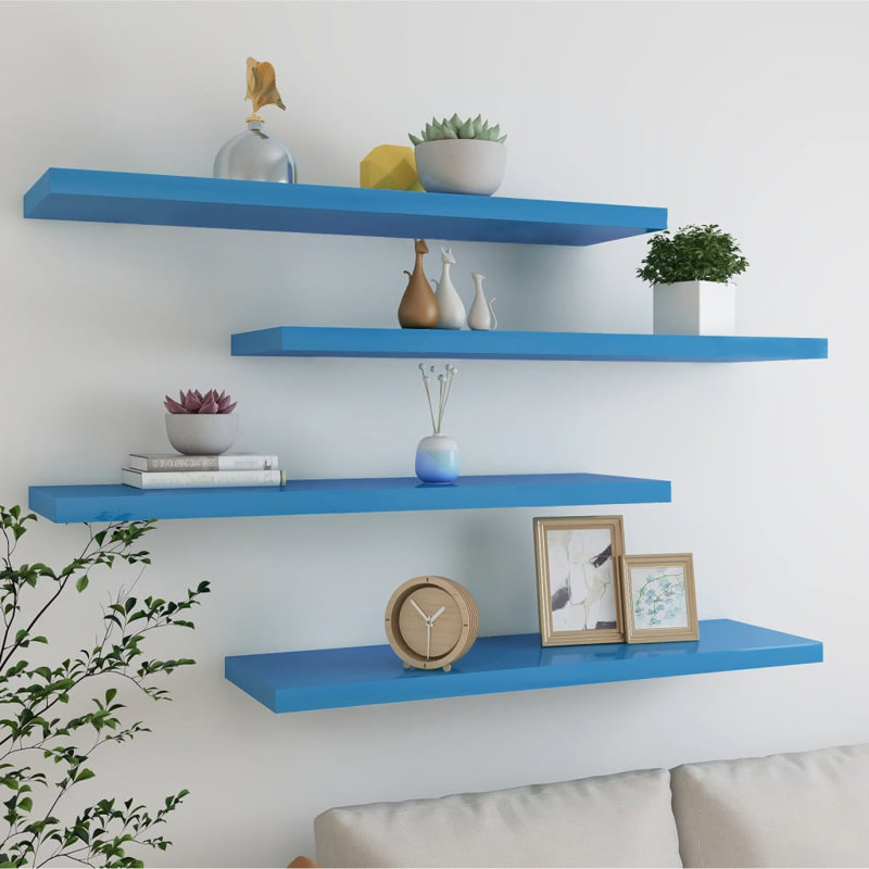 Gracie-Rose 4 Piece Picture Ledge Wall Shelf, 120 x 23.5 x 3.8 cm, Concrete Grey