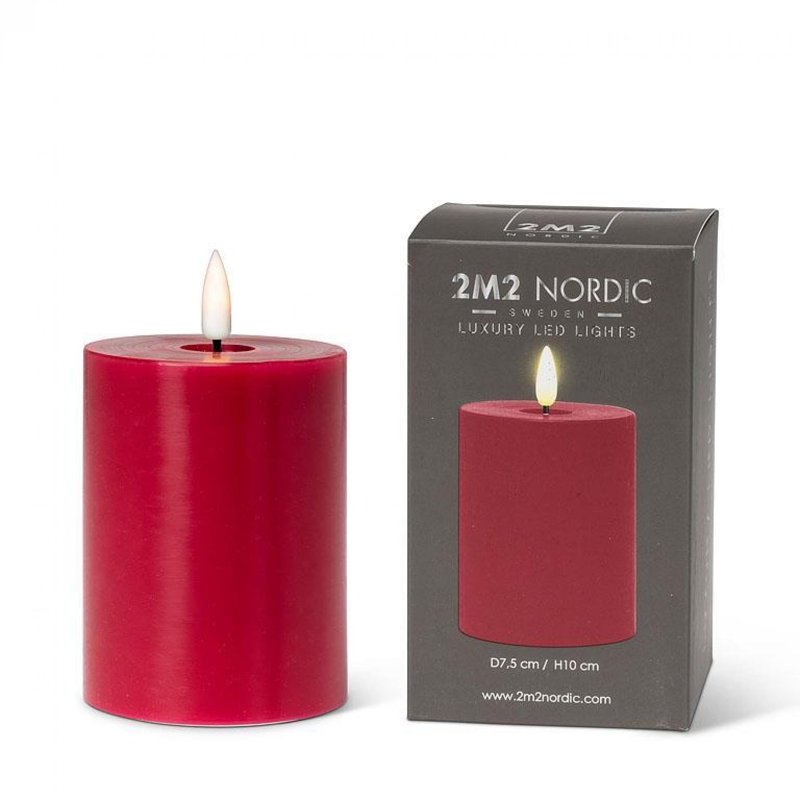Bougie à DEL sans flamme, 4 po x 3 po sans flamme, Rouge