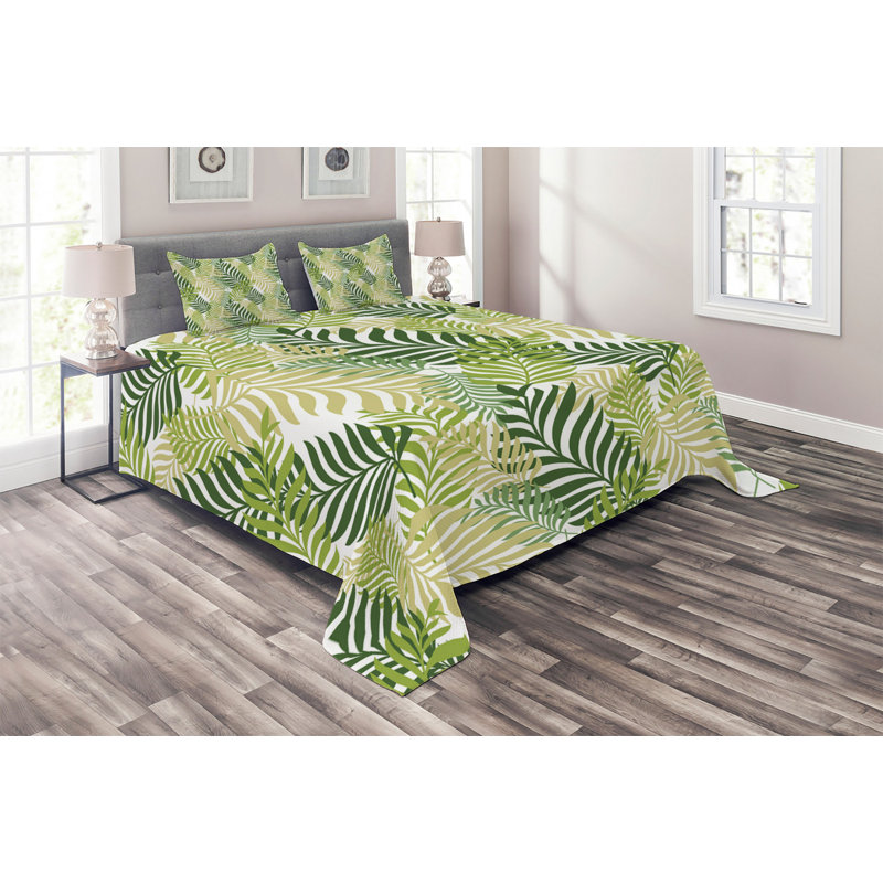 Coastal Polyester Floral Coverlet, King Bedspread + 2 Shams
