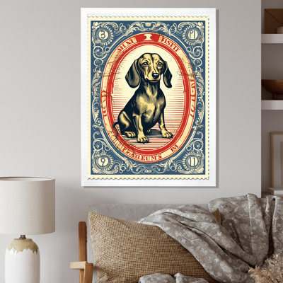 " Retro Illustration Of Cute Dachshund "