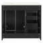 Armoire de salle de bain 36 po avec lavabo en céramique, charnières, 3 tiroirs, rangement spacieux, motif de rainure unique, poignée en métal exquise, glissière de tiroir lisse, style rétro, facile à assembler pour 36-930086230