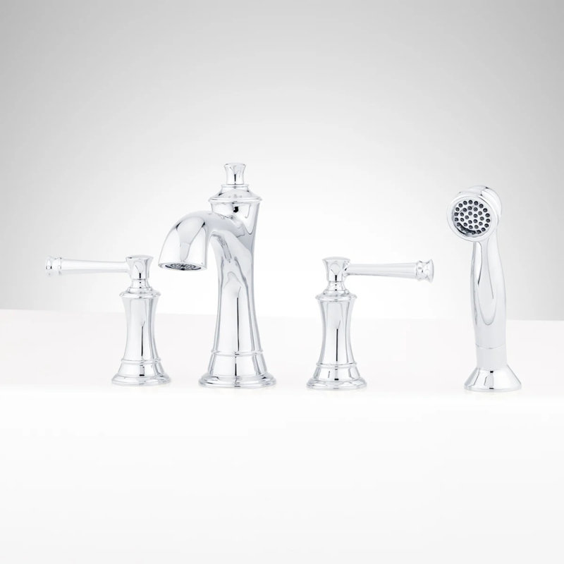 Beasley 4-Hole Roman Tub Filler And Hand Shower - With Rough-In Valve, Chrome