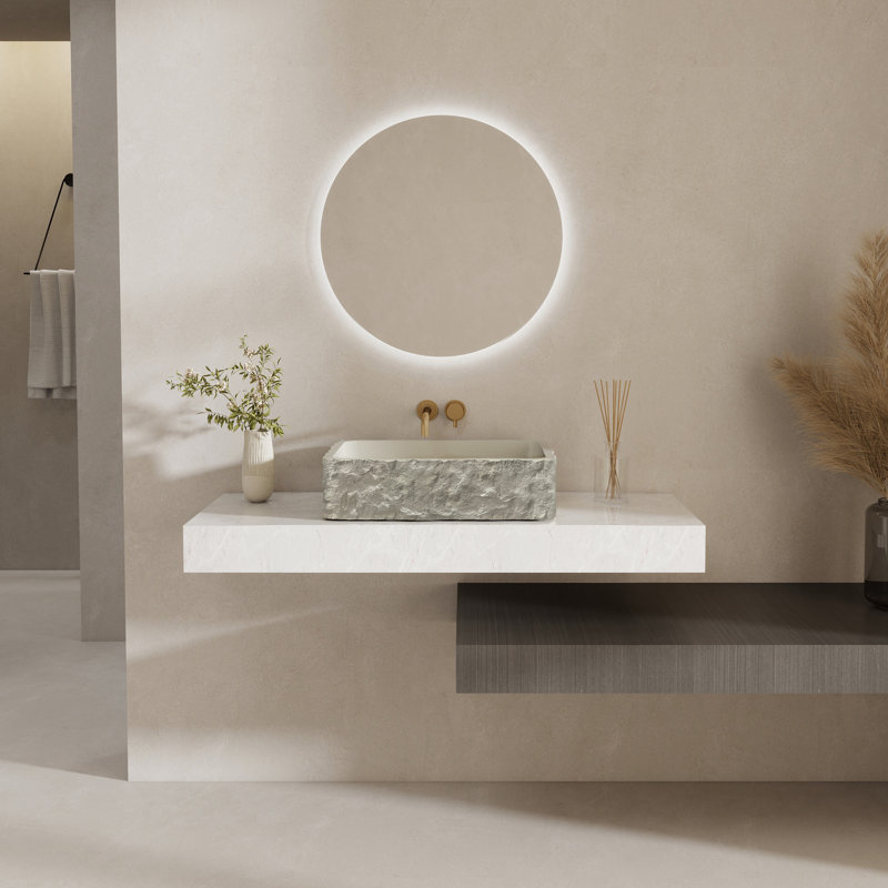 Lavabo de salle de bain rectangulaire en pierre 19,7 po