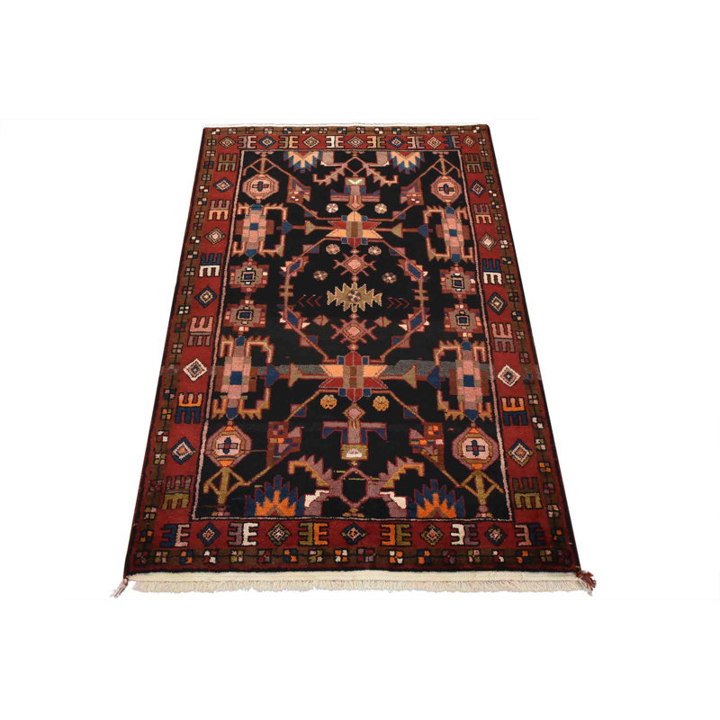 Tapis oriental noué à la main 3 pi 11 po x 5 pi 8 po Zanjan