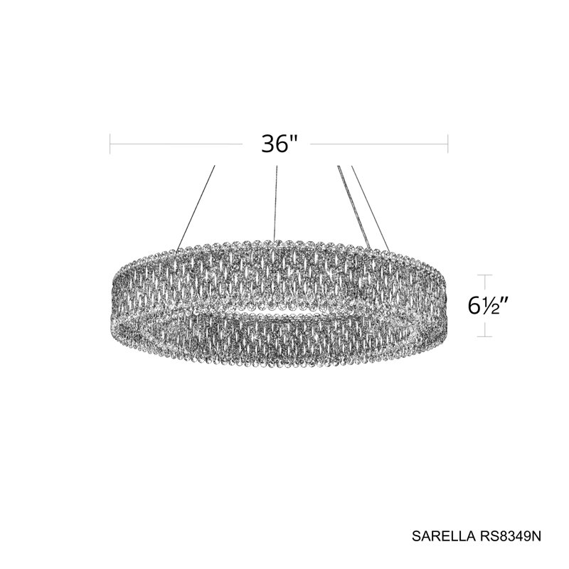 Sarella 18 Light 36in Round Chandelier in Polished Stainless Steel with Clear Heritage Handcut Crystals, Chinese (K9)