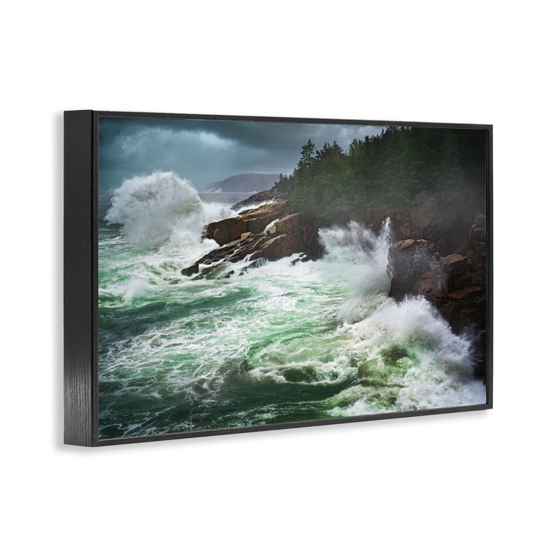 «Strong Crashing Waves», estampe numérique par Rick Berk, Giclée encadrée noir minuit, H 16 po x l 24 po