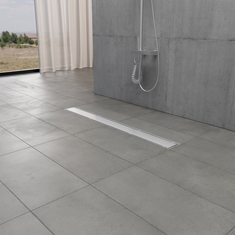 Kingston Brass Watercourse 28-Inch Stainless Steel Linear Shower Drain With Flange And Hair Trap, Brushed Nickel