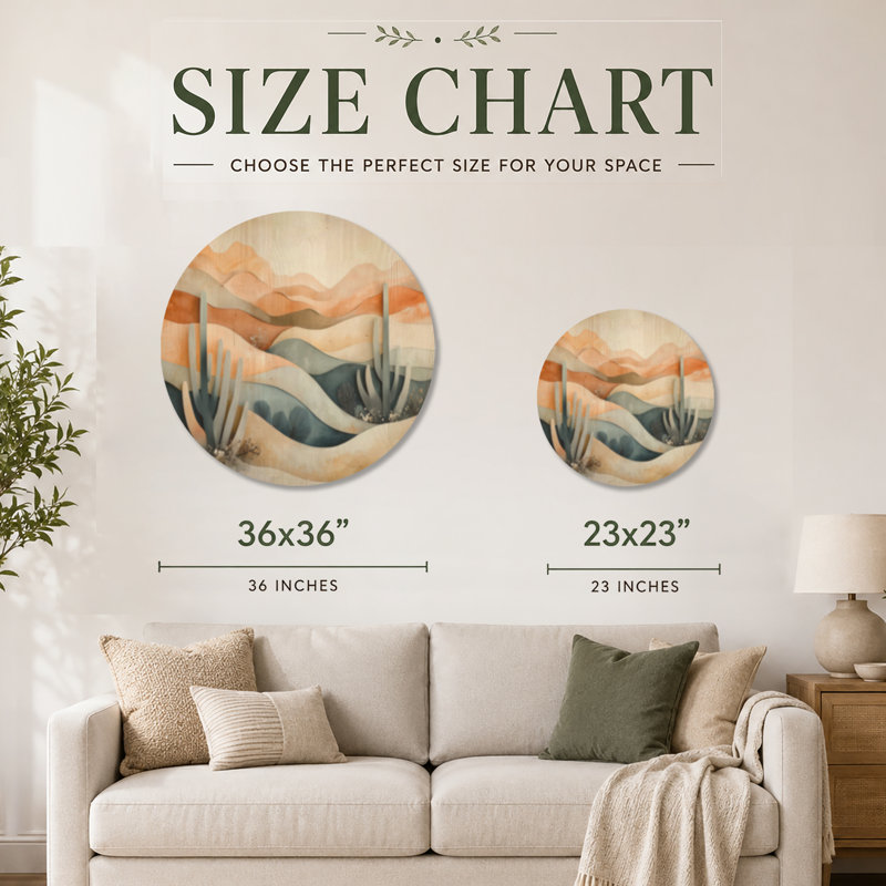 Papier, cactus des dunes - panneau d'art en bois du sud-ouest, 36" Round, Round