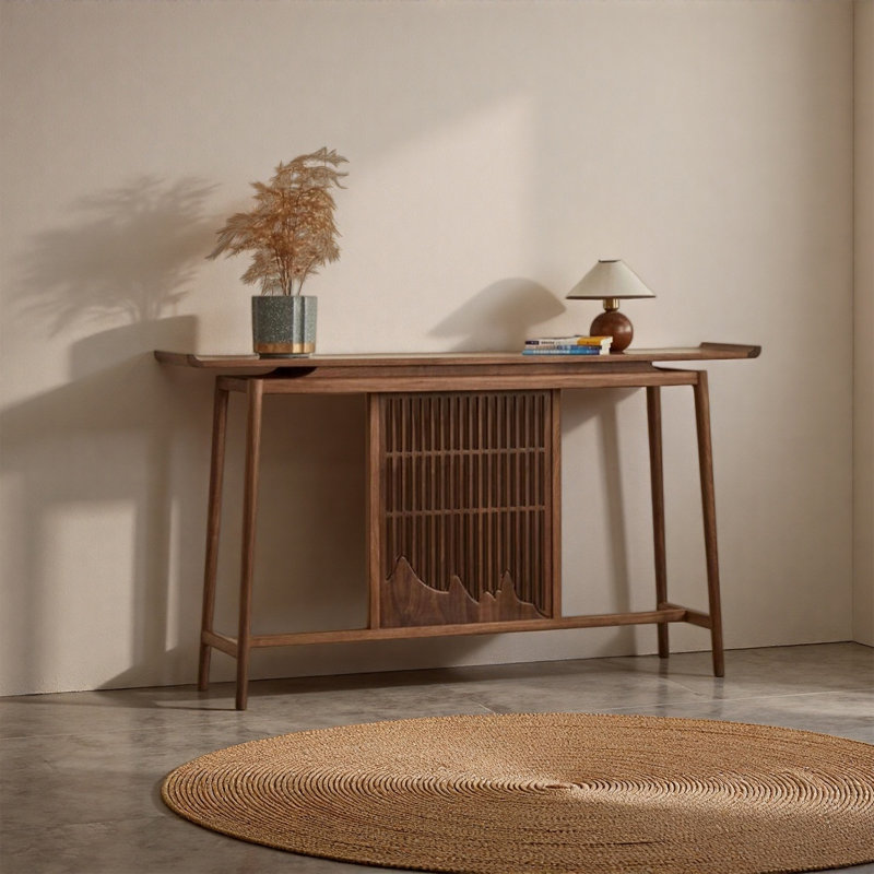 Console de hall d'entrée en bois de frêne, H 35,43 po x l 47,24 po x P 11,81 po