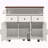 46.5'' Farmhouse Kitchen Island With Drape Of Beads, Power Outlet, Rolling Kitchen Cart On Wheels With Drop Leaf, 3 Doors , 3 Drawers And Internal Iron Shelf, For Kitchen, Dining Room-1610867088