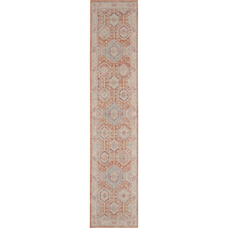Red/Ivory Area Rug, Runner 2'7" x 10'