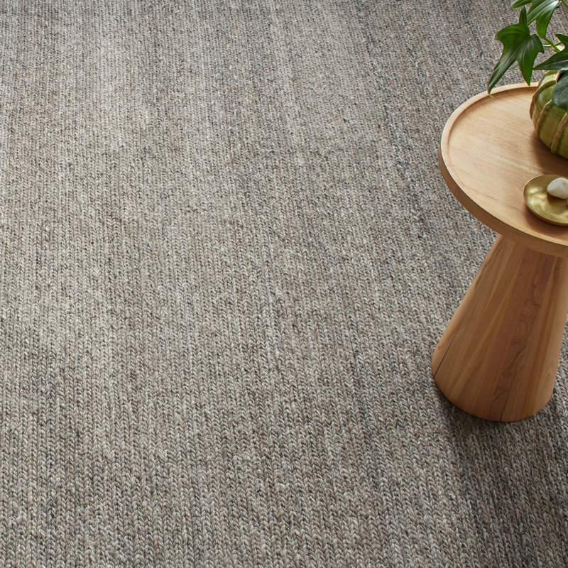 Gray Flat Woven Handmade Wool Rectangular Rug 5' x 8'