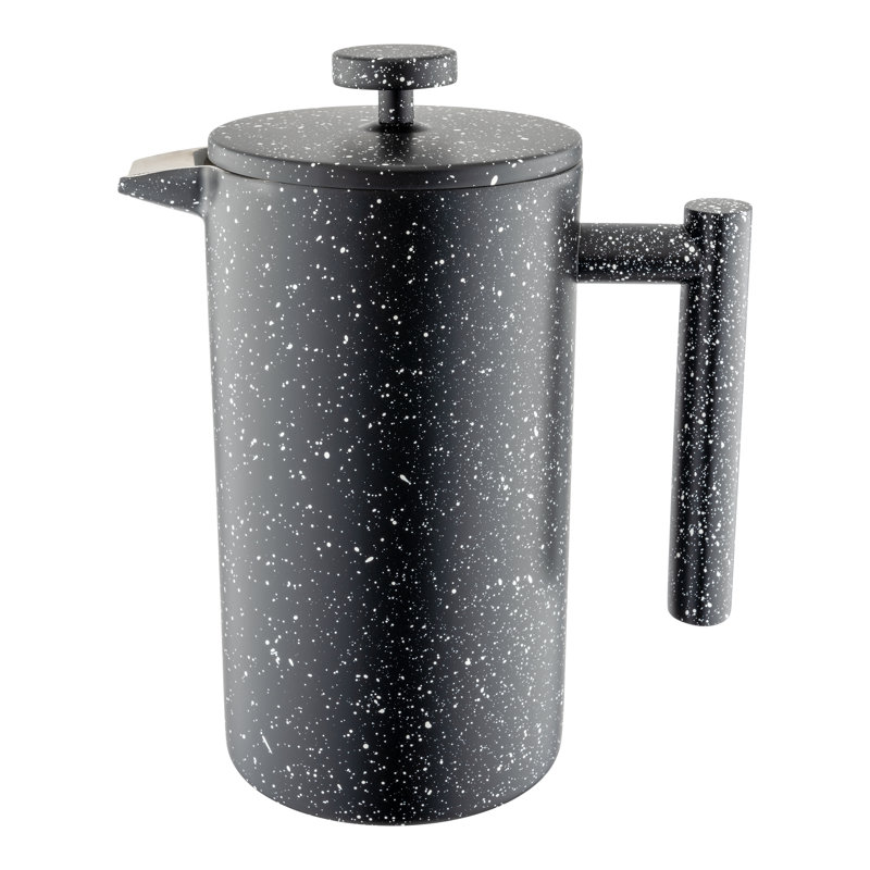 Café Olé CFD Cafetière, Double Walled Stainless Steel French Press Coffee Maker, Black, 22.5cm H x 15cm W x 13cm D