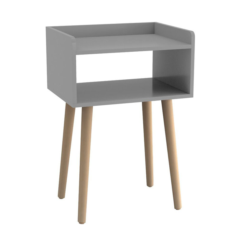 Zilla  40cm W Solid Wood Bedside Table, Grey