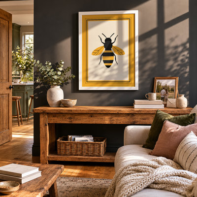 Geometric Bee Minimalist - Framed Print