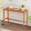 Table en bois d'acacia de 54 po x 22 po à hauteur de comptoir avec repose-pieds à lattes