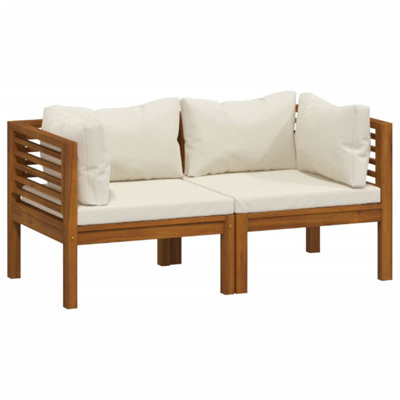 27.2" Wide Acacia Wood Species Square Patio Sofa with Cushions by Latitude Run