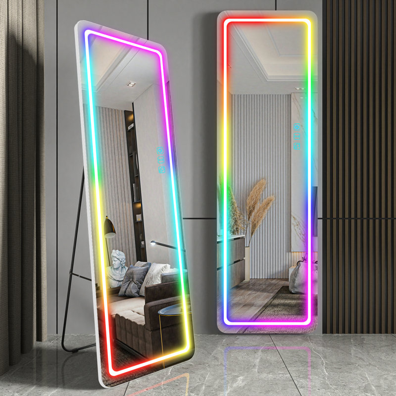 Metal Rectangle Wall Mirror, White