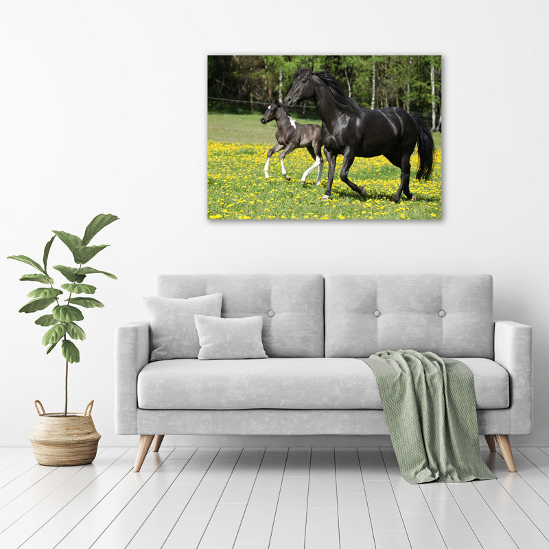 Mare With Foal - Wrapped Canvas Print