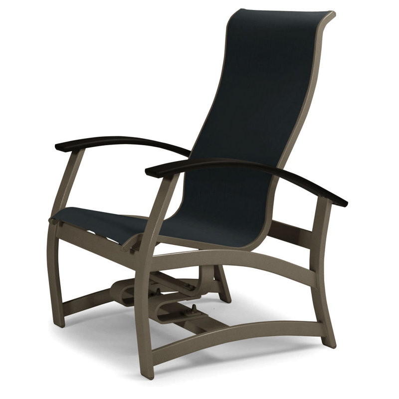 Askar Powder Coated Aluminum Outdoor Lounge Chair, Black P70, Black 5D Sunbrella®, Textured Beachwood