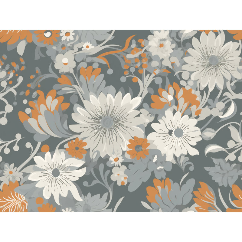 Motif floral de rideaux de fenêtre gris - 6042, L 40 po x L 82 po