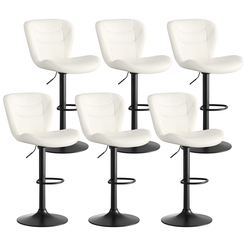 Adjustable Height Counter Stool with Metal Frame, White, 6